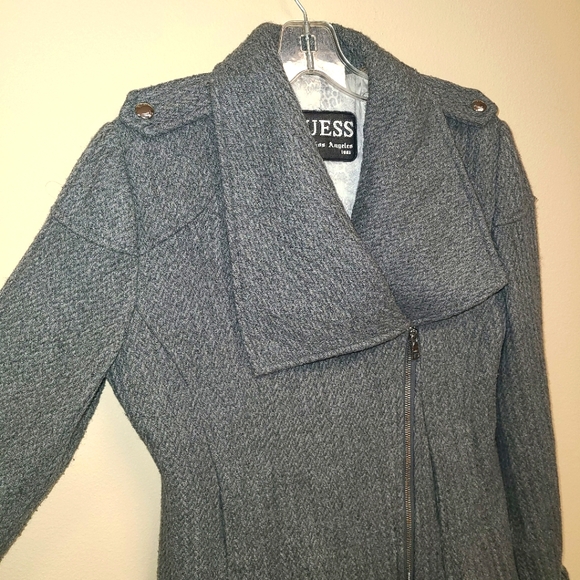 GUESS Los Angeles Wool Blend Coat Peacoat Medium Zip Front - Picture 1 of 14